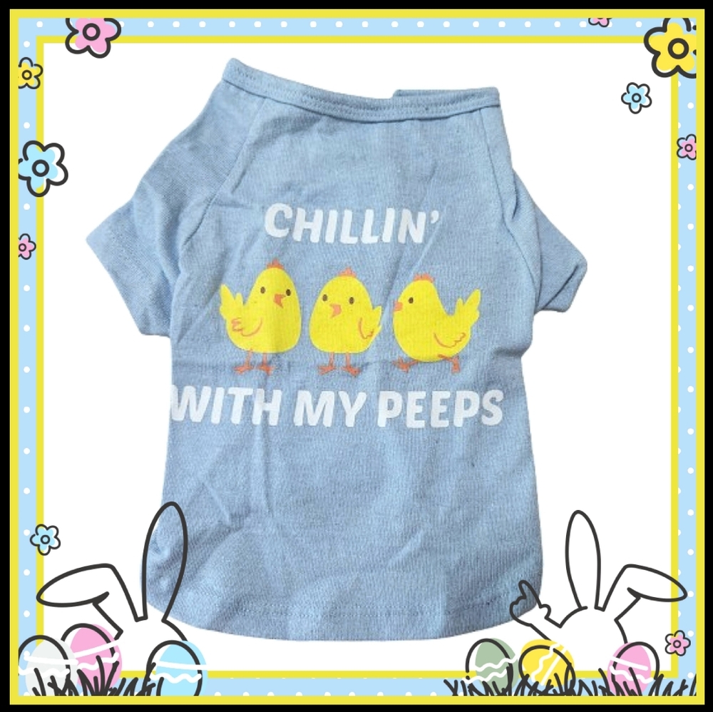 HAPPY EASTER ☆ CHILLIN w/ MY PEEPS ☆ BABY BLUE DOG TEE ☆ M ☆ NWT